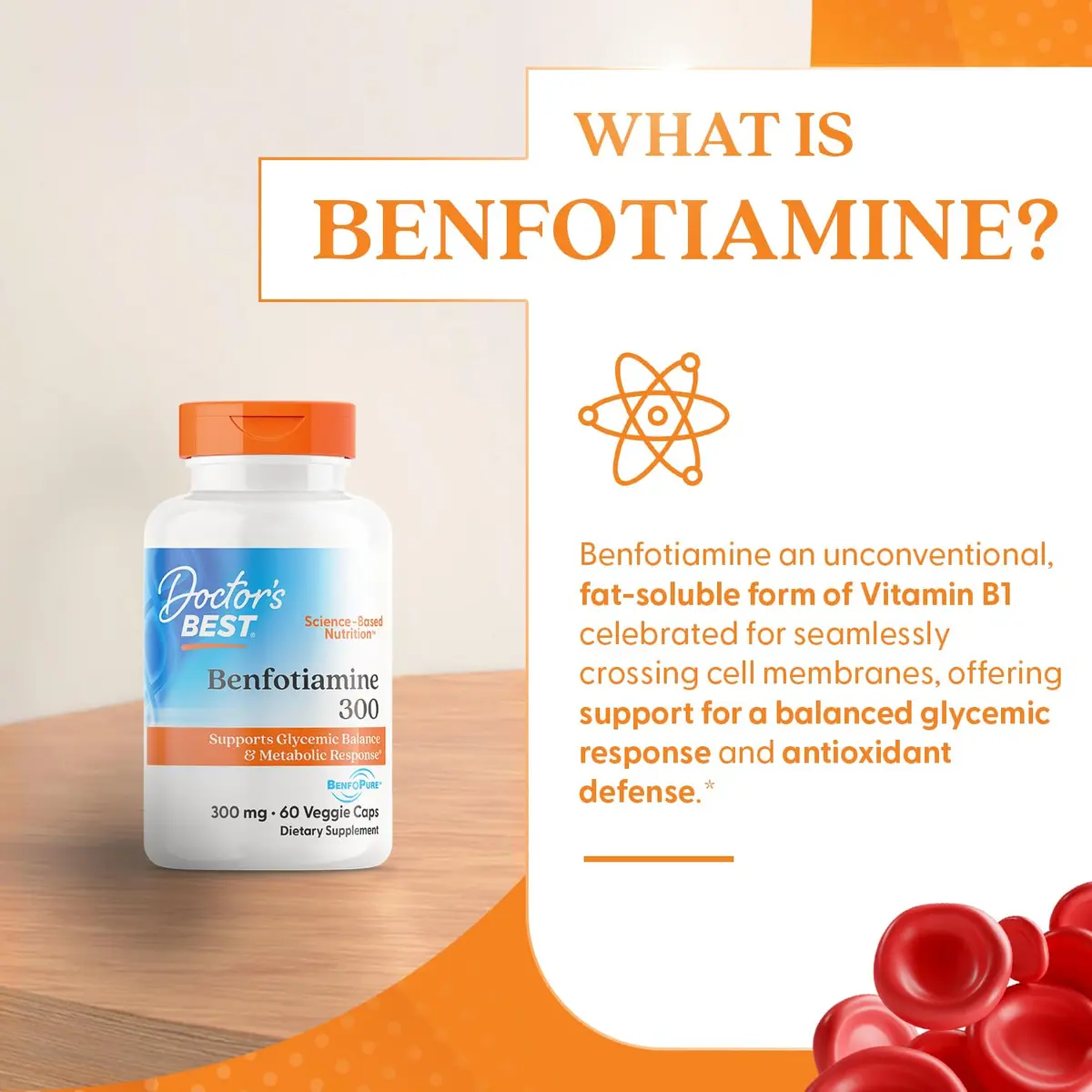 Doctor's Best Benfotiamine 300mg Supplement, 60 Veggie Caps | Supports Nerve & Metabolic Health - view 5