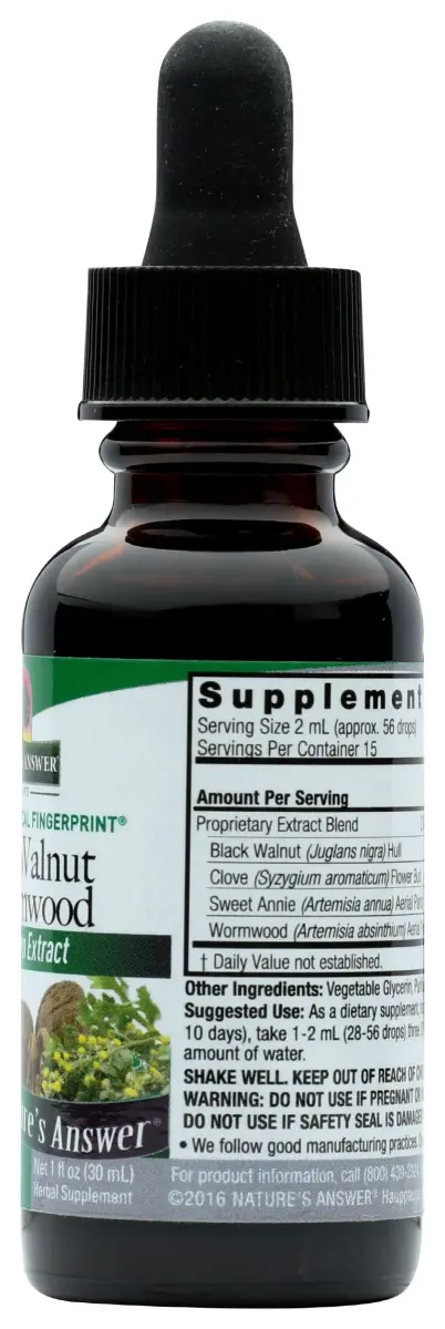 Nature's Answer Black Walnut & Wormwood 1 oz (30ml) Liquid Extract | Promotes Digestion & Healthy Microbiome - view 6