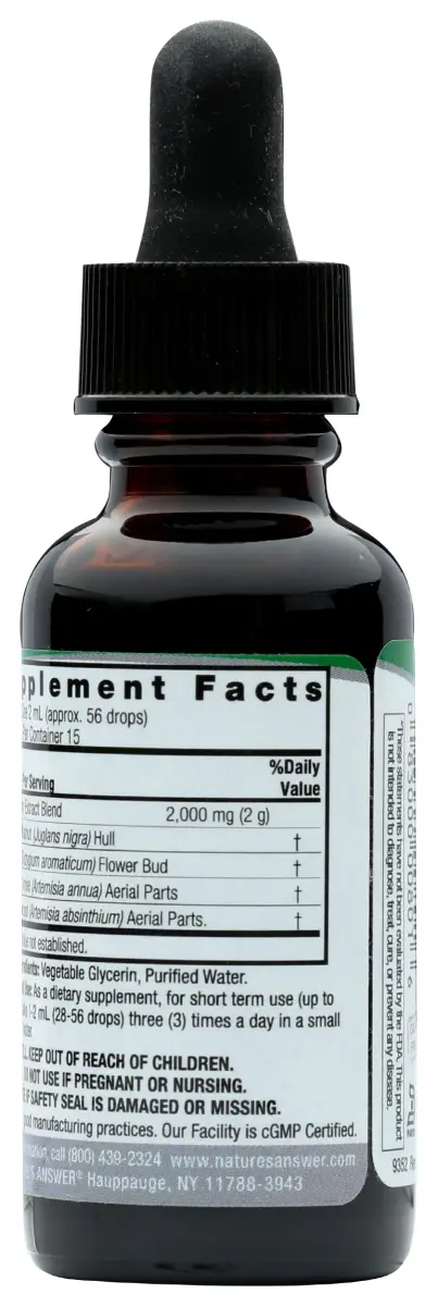 Nature's Answer Black Walnut & Wormwood 1 oz (30ml) Liquid Extract | Promotes Digestion & Healthy Microbiome - view 2