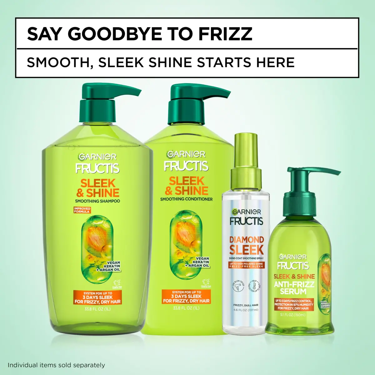 Garnier Fructis Sleek & Shine Anti-Frizz Hair Serum 156ml (5.1 Fl Oz) | 72-Hour Frizz Control for Dry, Frizzy Hair - view 5