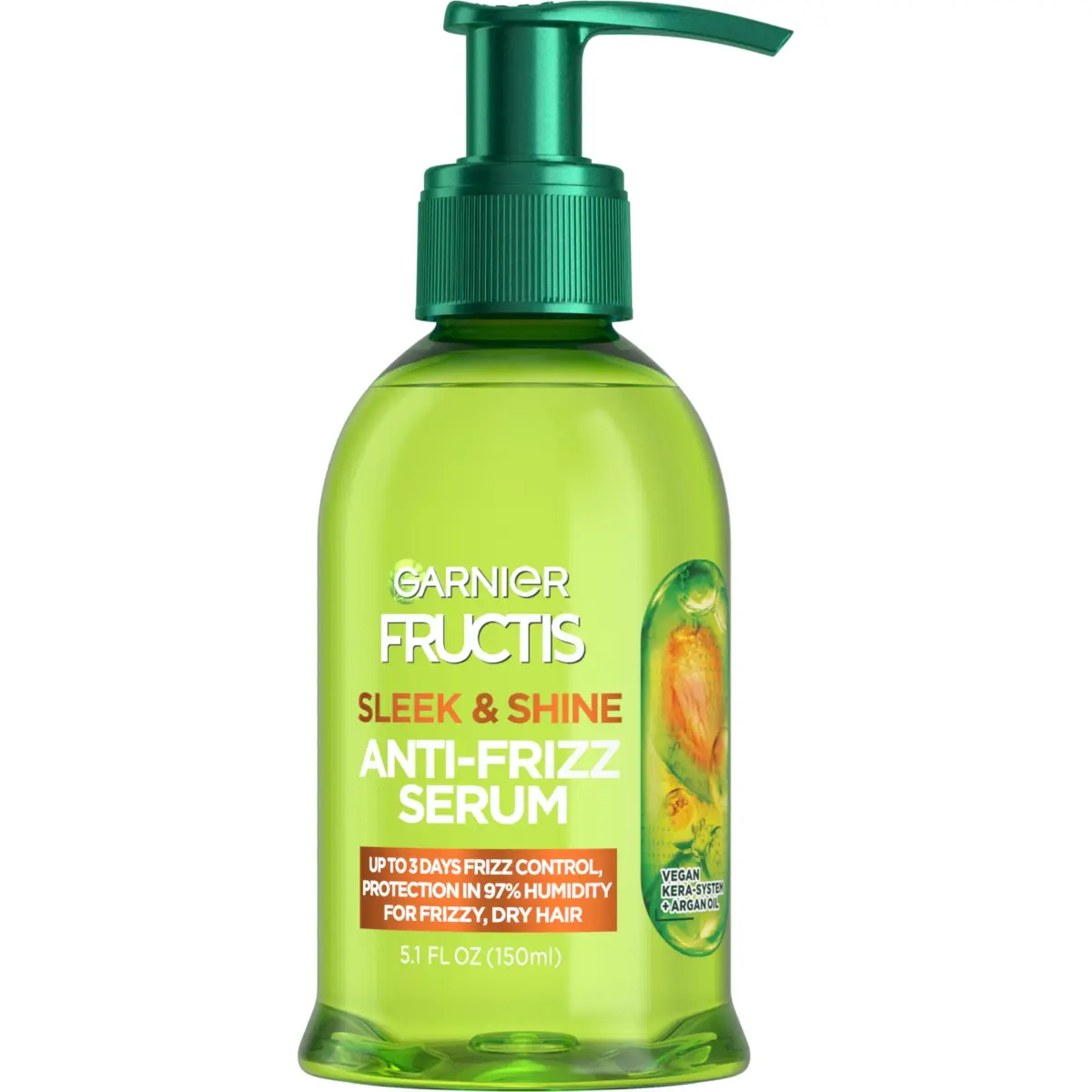 Garnier Fructis Sleek & Shine Anti-Frizz Hair Serum 156ml (5.1 Fl Oz) | 72-Hour Frizz Control for Dry, Frizzy Hair - main product image