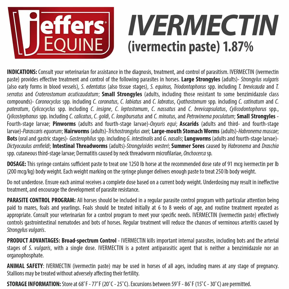 Jeffers Ivermectin Gel Dewormer for Horses 1.87% | Apple Flavored | 1 Pack - view 6