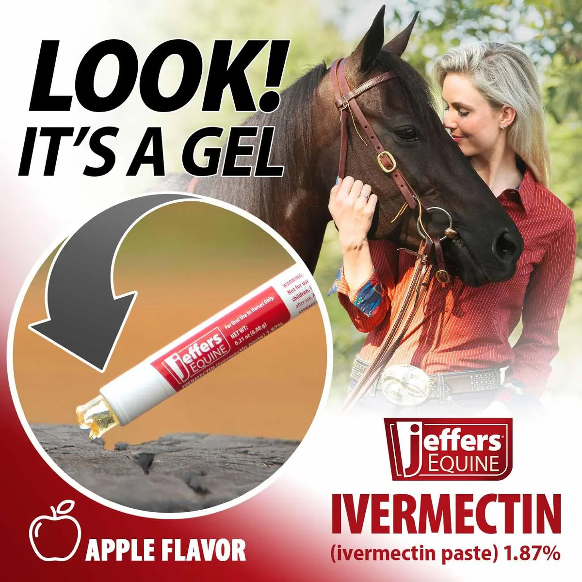 Jeffers Ivermectin Gel Dewormer for Horses 1.87% | Apple Flavored | 1 Pack - view 2