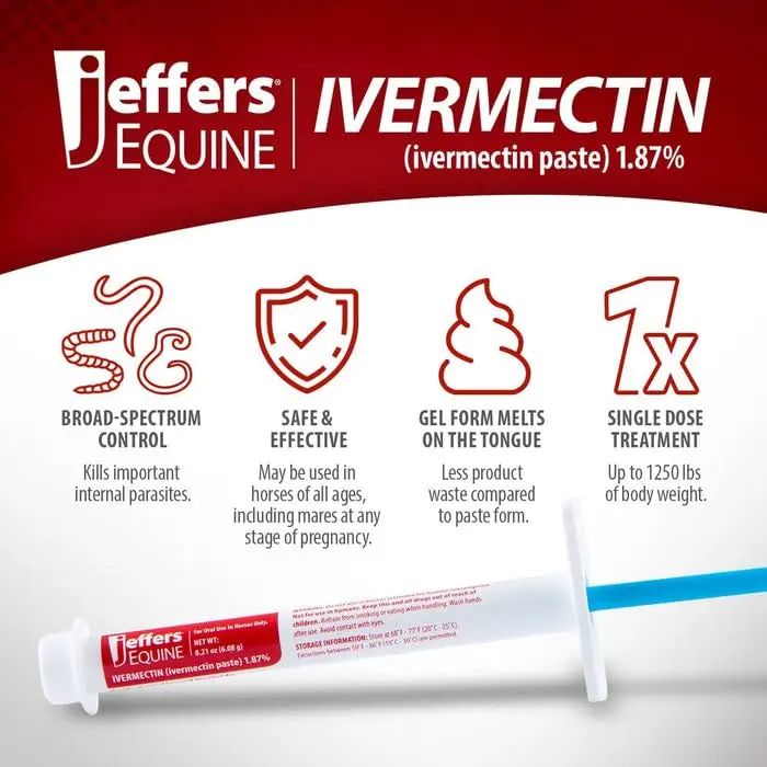 Jeffers Ivermectin Gel Dewormer for Horses 1.87% | Apple Flavored | 1 Pack - view 4