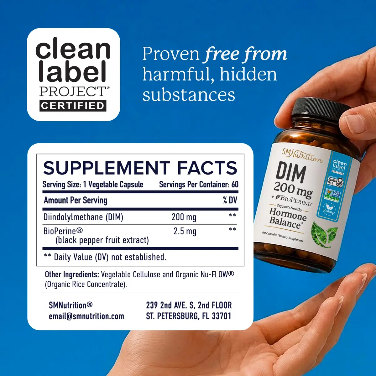SMNutrition DIM Supplement 200 mg | Estrogen & Hormonal Balance for Women & Men | Doctor-Formulated, Vegan, Gluten-Free, 60 Ct - view 6