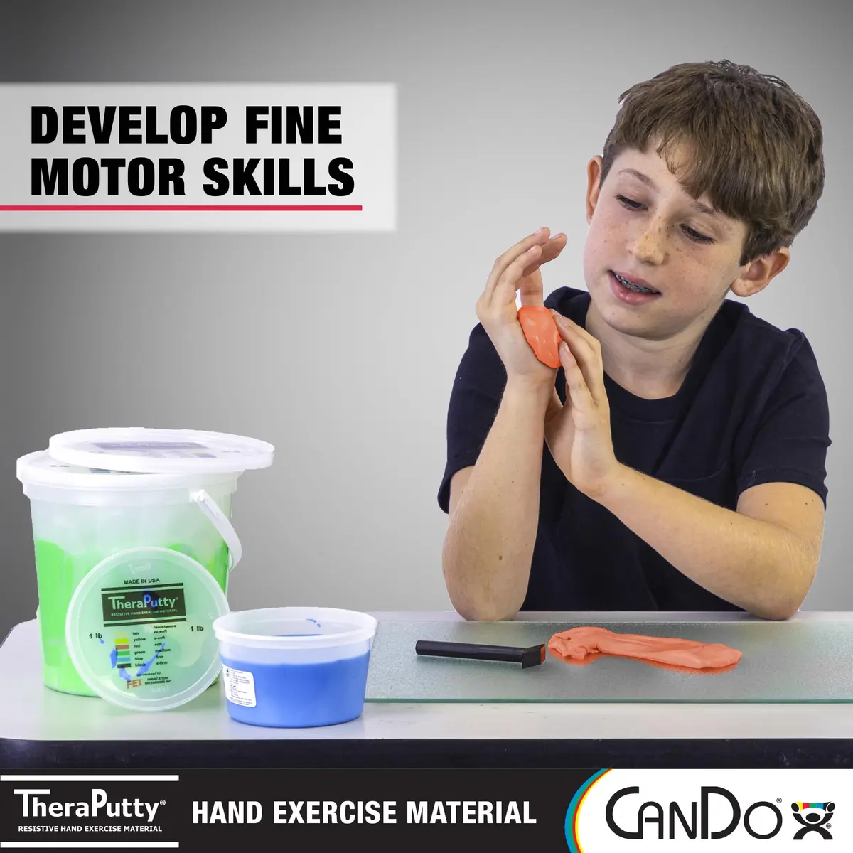 CanDo Theraputty Plus Hand Exercise Putty, 2 oz (57 g) Soft Red | Strengthens Hand Muscles & Improves Fine Motor Skills - view 2
