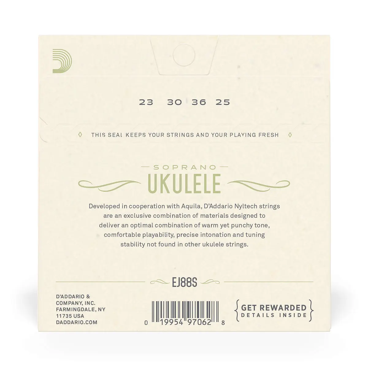 D'Addario Nyltech Soprano Ukulele Strings EJ88S (4-String Set) | Bright Tone & Tuning Stability - view 3