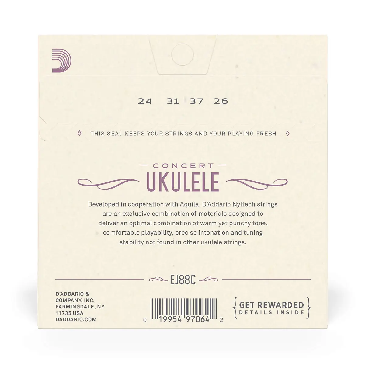 D'Addario Nyltech Concert Ukulele Strings EJ88C (4-String Set) | Bright Tone, Warm Playability, Tuning Stability - view 3