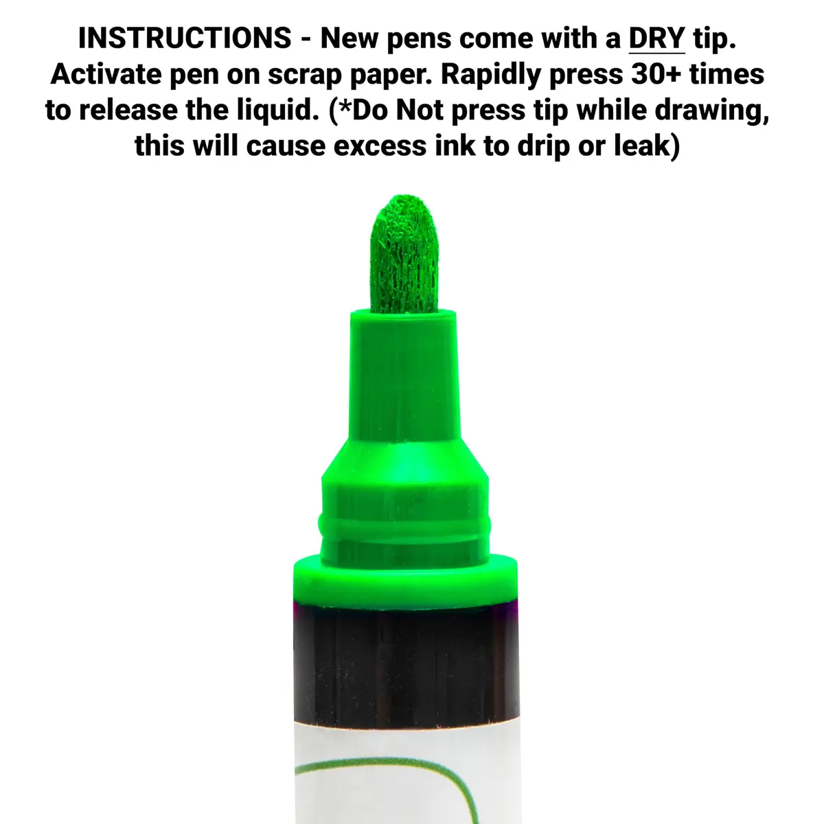 Rainbow Chalk Markers Limited Glass Pen Window Marker Green Fine Tip 5mm (0.2 inch) | Non-Toxic Water-Based Ink - view 2