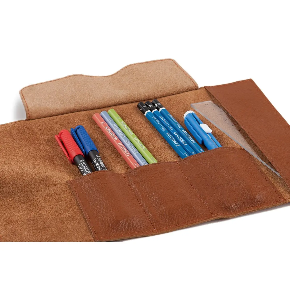 STAEDTLER Leather Pencil Case Brown 900 LC-CA | Unisex Cowhide Organizer with 4 Compartments - view 2
