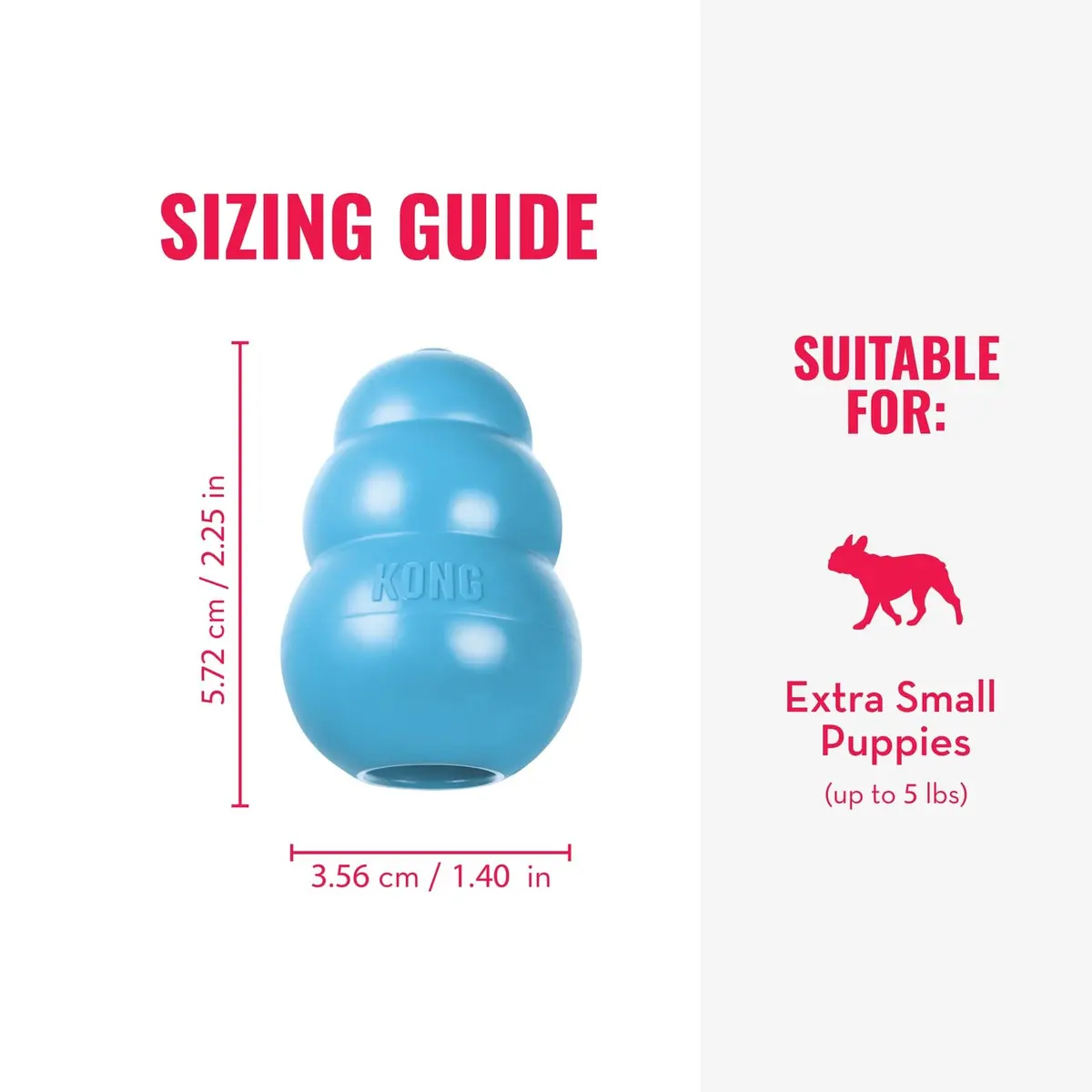 KONG Puppy Natural Rubber Teething Chew Toy for XS Puppies | Gentle, Bounce & Stuffable - view 4