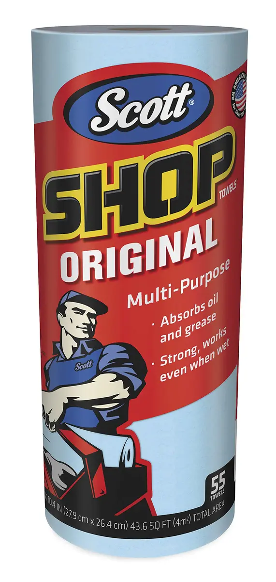Scott Blue Shop Towels 55 Count | Strong, Absorbent, Works When Wet - main product image