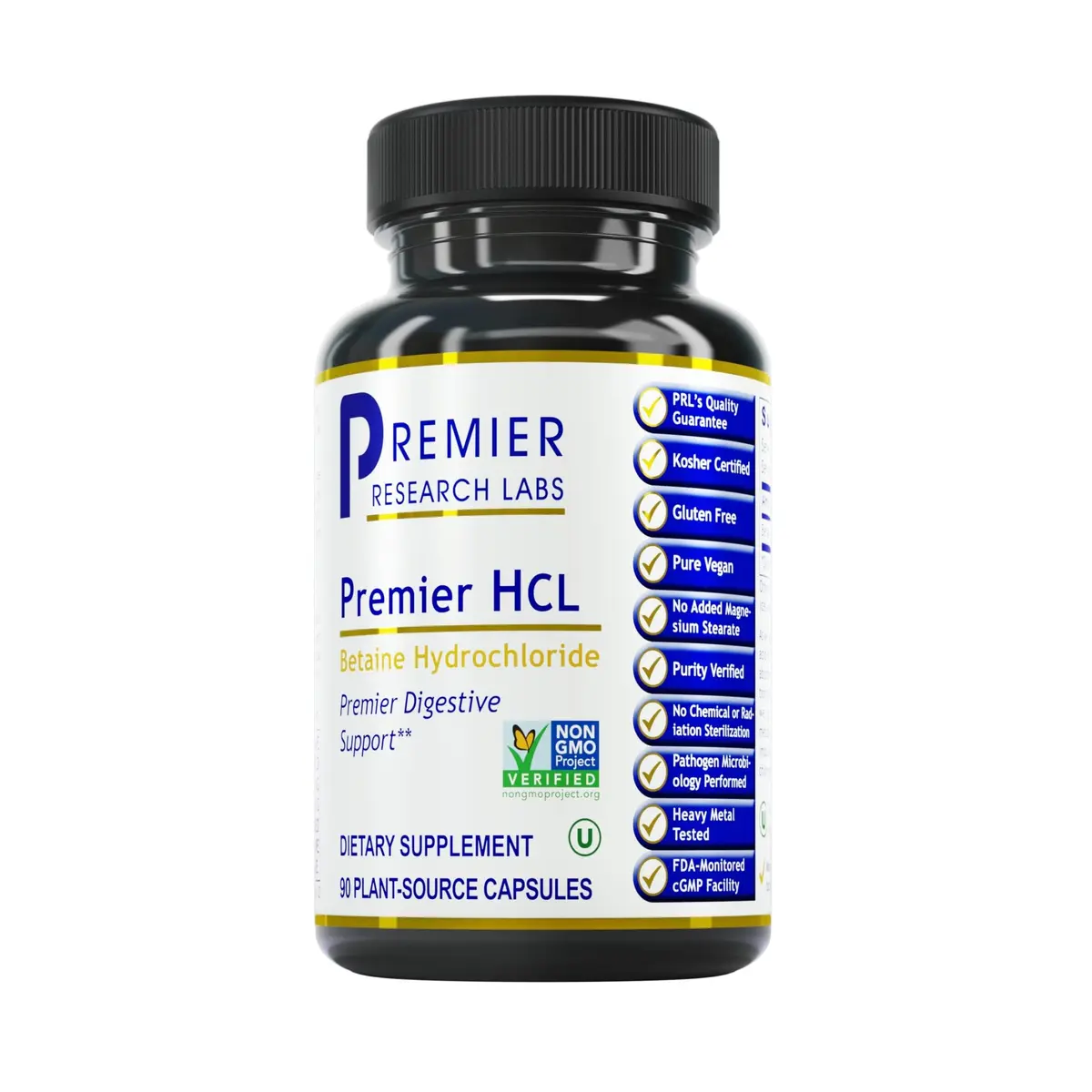 Premier Research Labs Premier HCL - Betaine HCL - 90 Vegetarian Capsules | Supports Digestion & Nutrient Absorption - main product image