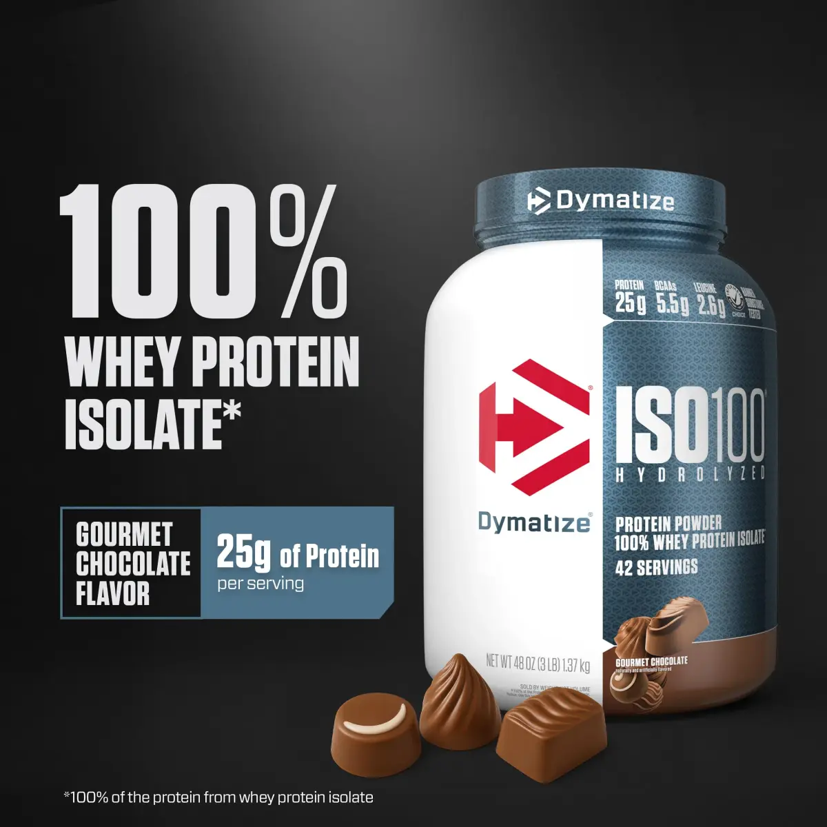 Dymatize ISO100 Gourmet Chocolate Whey Protein Isolate Powder 1.36 kg (3 lb) | Fast-Absorbing Muscle Fuel - view 2