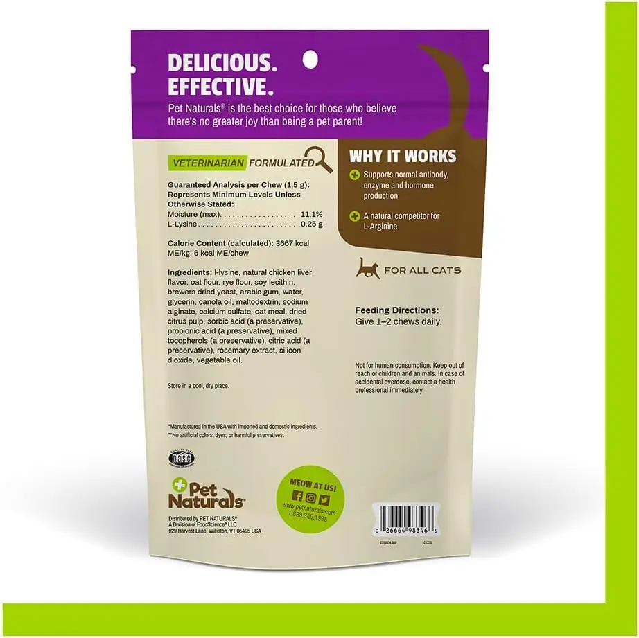 Pet Naturals Lysine Chews for Cats, Chicken Flavor, 60 Count | Immune & Respiratory Support for Cats - view 11