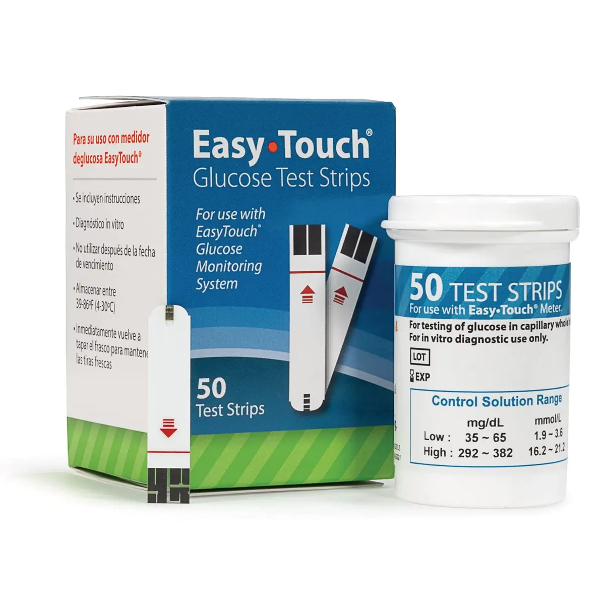 Easy Touch Glucose Test Strips (50ct) | Fast 5-Second Blood Sugar Results for India - main product image