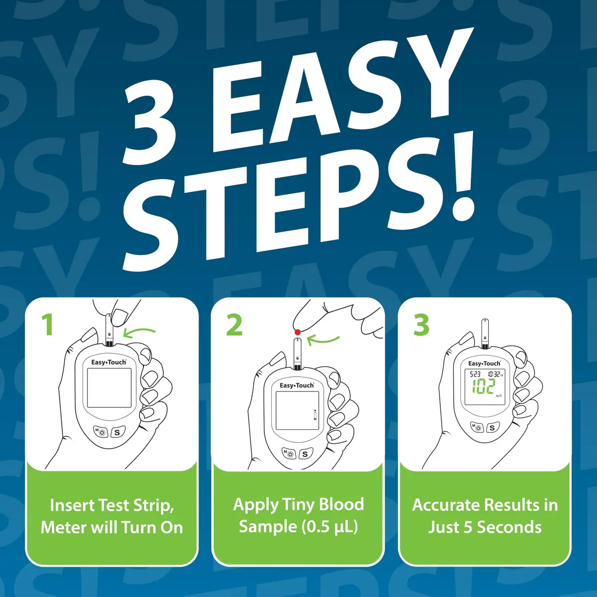 Easy Touch Glucose Test Strips (50ct) | Fast 5-Second Blood Sugar Results for India - view 3