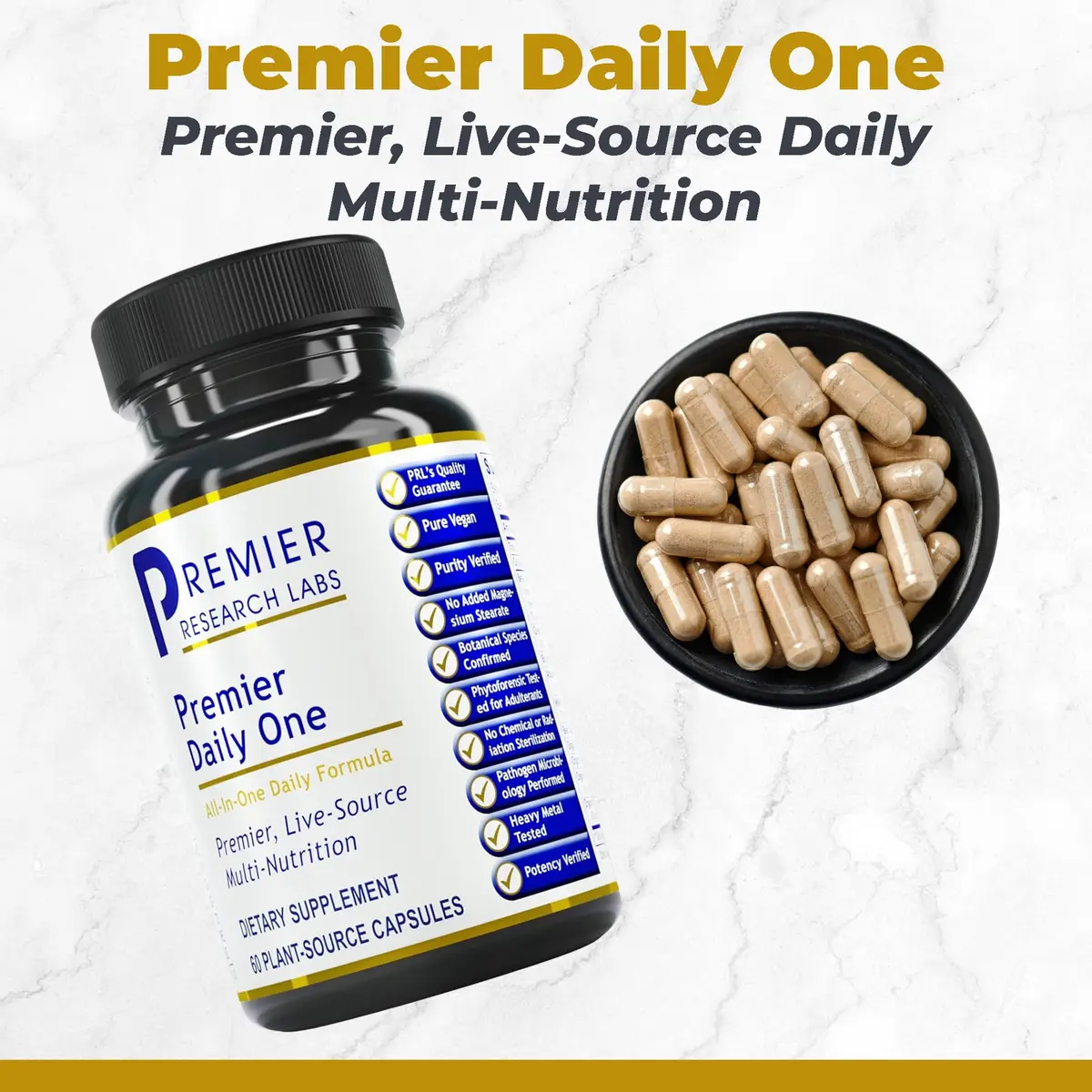 Premier Research Labs Premier Daily One - 60 Vegetarian Capsules | Broad-Spectrum Nutritional Support for Family (70-120 chars) - view 2