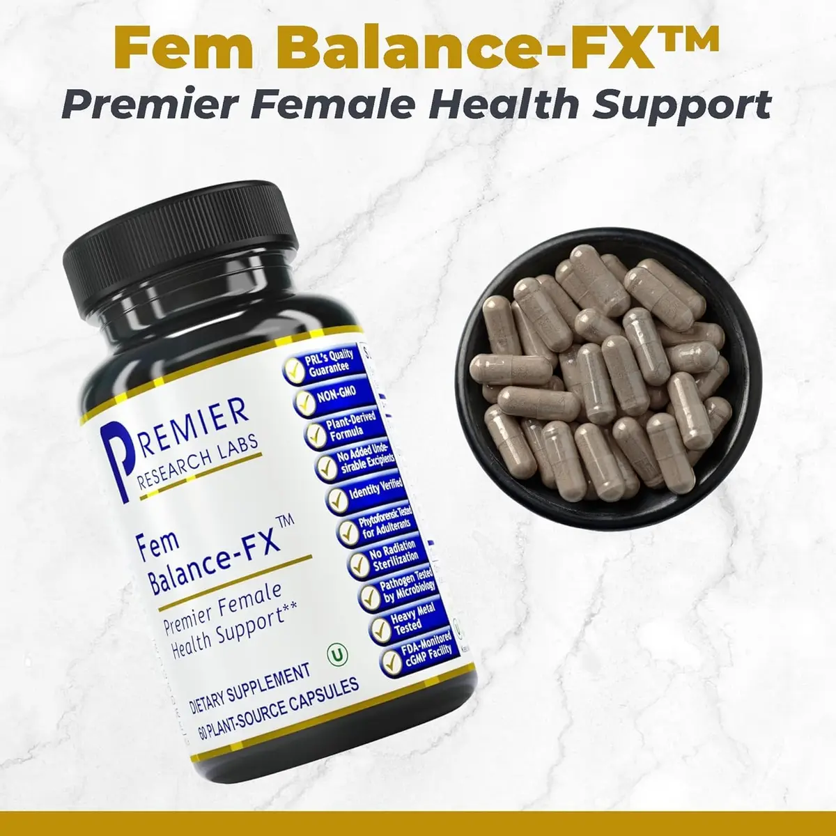 Premier Research Labs Fem Balance FX - 60 Vegetarian Capsules | Supports Women's Hormone Balance - view 2
