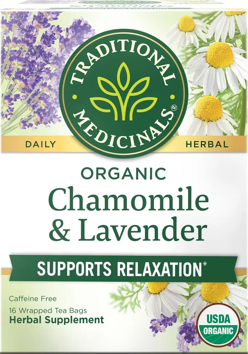Traditional Medicinals Organic Chamomile with Lavender Herbal Tea 16 Tea Bags (Pack of 1) | Calms Nervous System - main product image