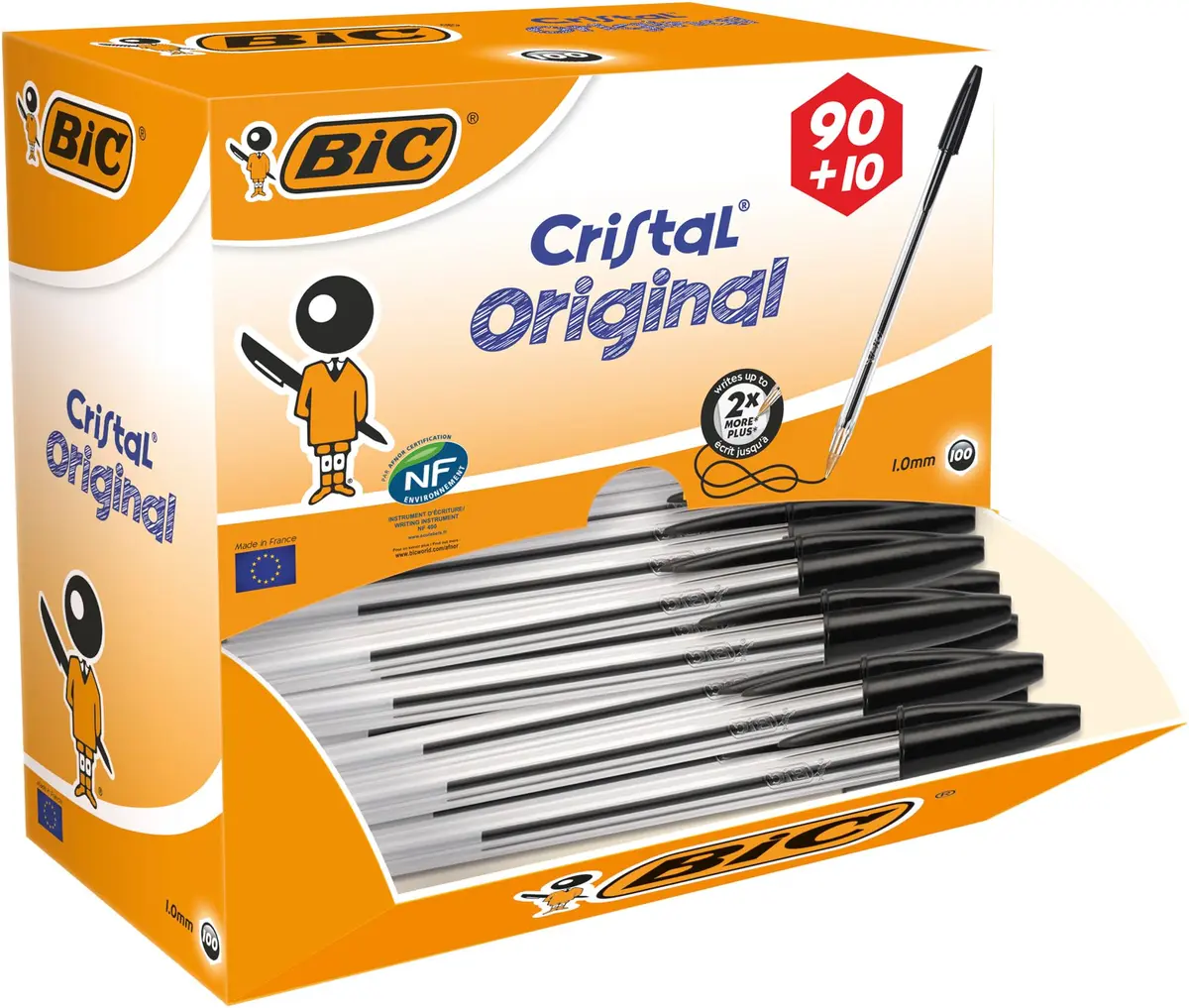 BIC Cristal Original Ballpoint Pens 1.0mm | Classic Smudge-Free Writing for School & Office - main product image