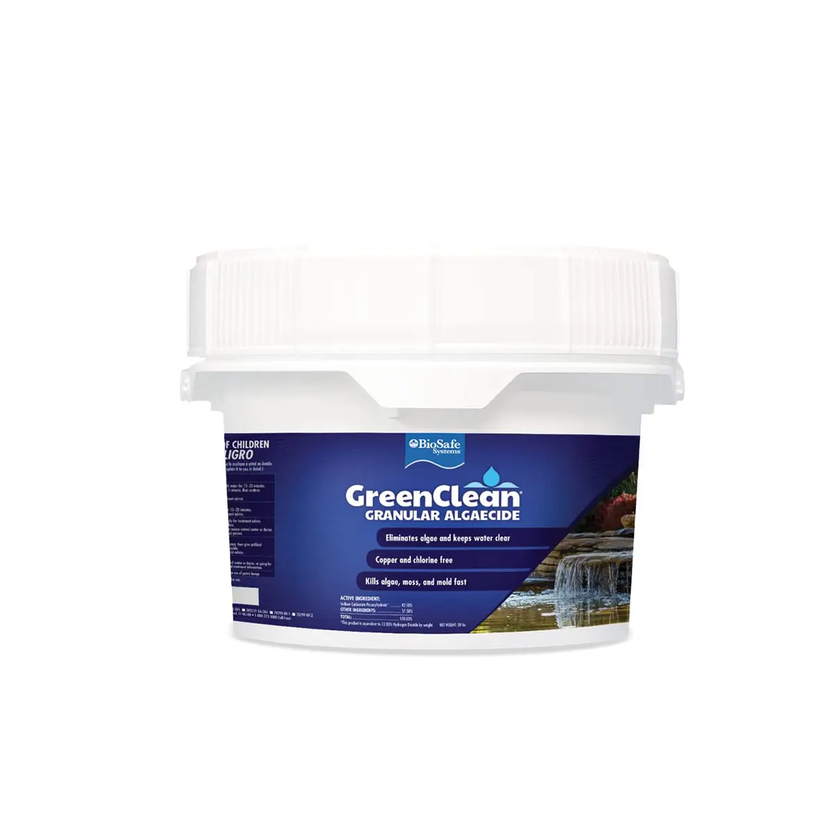 BioSafe Systems GreenClean Granular Algaecide 20 lbs | Fast-Acting Pond & Water Feature Treatment - main product image