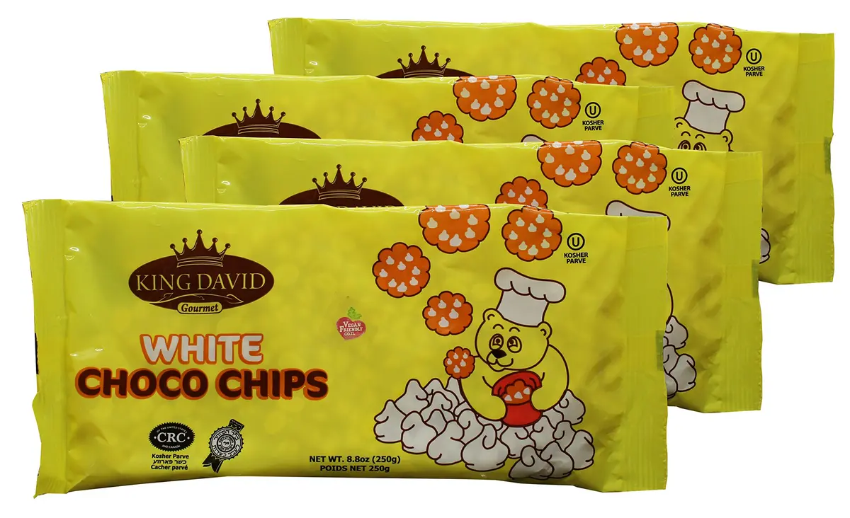 King David Vegan Lactose-Free Non-dairy White Chocolate Chips 8.8 Oz Pack of 4 | Kosher Certified Vegan - main product image