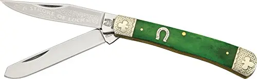 Rough Rider Trapper Stroke of Luck Knife 4.1in | Frosted Master Blade & Green Bone Handle - view 2