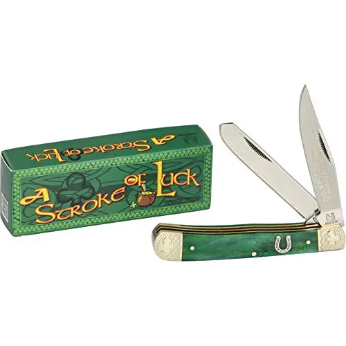Rough Rider Trapper Stroke of Luck Knife 4.1in | Frosted Master Blade & Green Bone Handle - view 3
