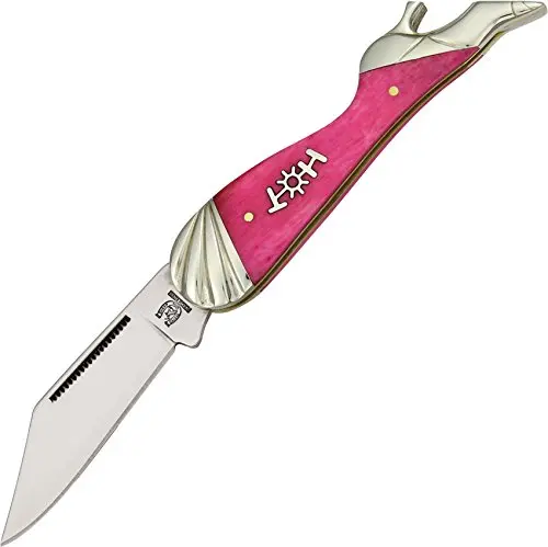 Rough Rider Small Leg Knife Hot Pink | 3.25" Clip Blade, Bone Handle, Reusable - view 2