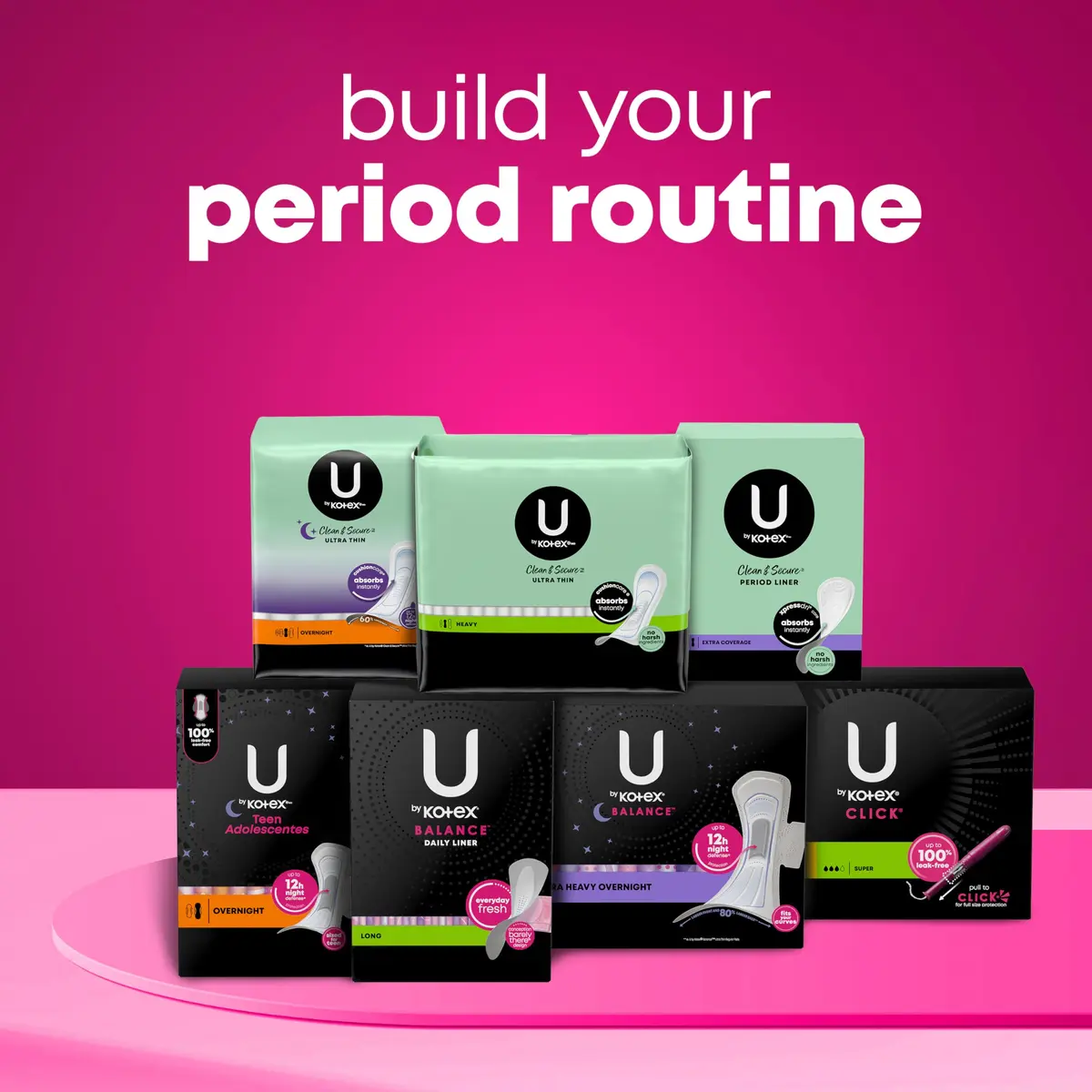 U by Kotex Clean & Secure Ultra Thin Pads Heavy Absorbency 56 Count | Dermatologist Tested & Hypoallergenic - view 7