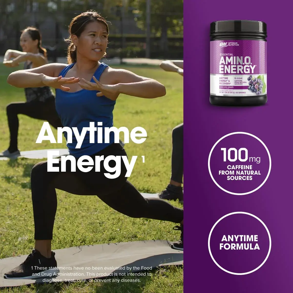Optimum Nutrition Amino Energy Concord Grape 1.29 lb (585 g) | Energy & Muscle Recovery Blend - view 4