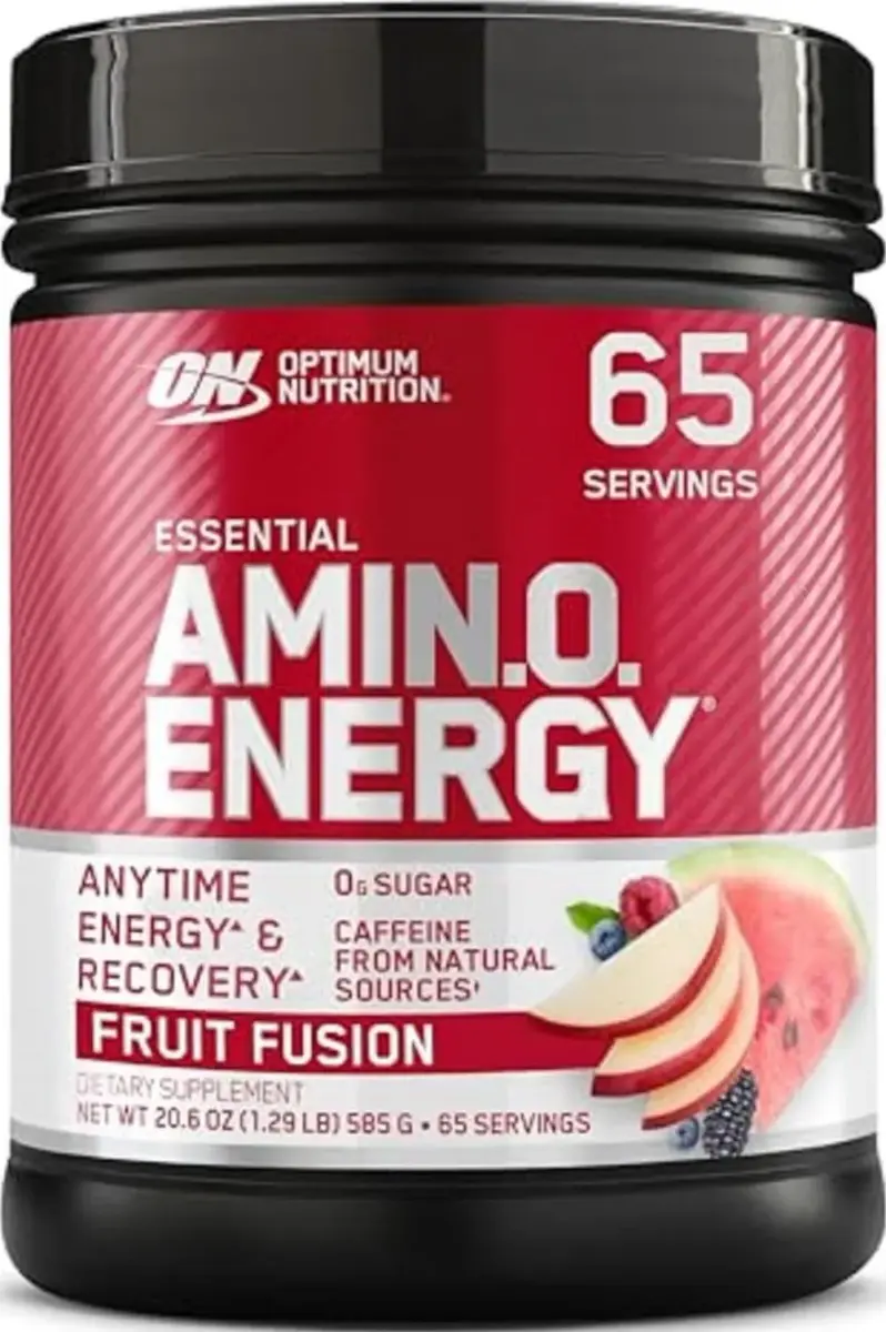 Optimum Nutrition Amino Energy Pre Workout Powder Fruit Fusion 65 Servings (1.29 lb / 585 g) | Keto Friendly BCAA Energy Drink - main product image