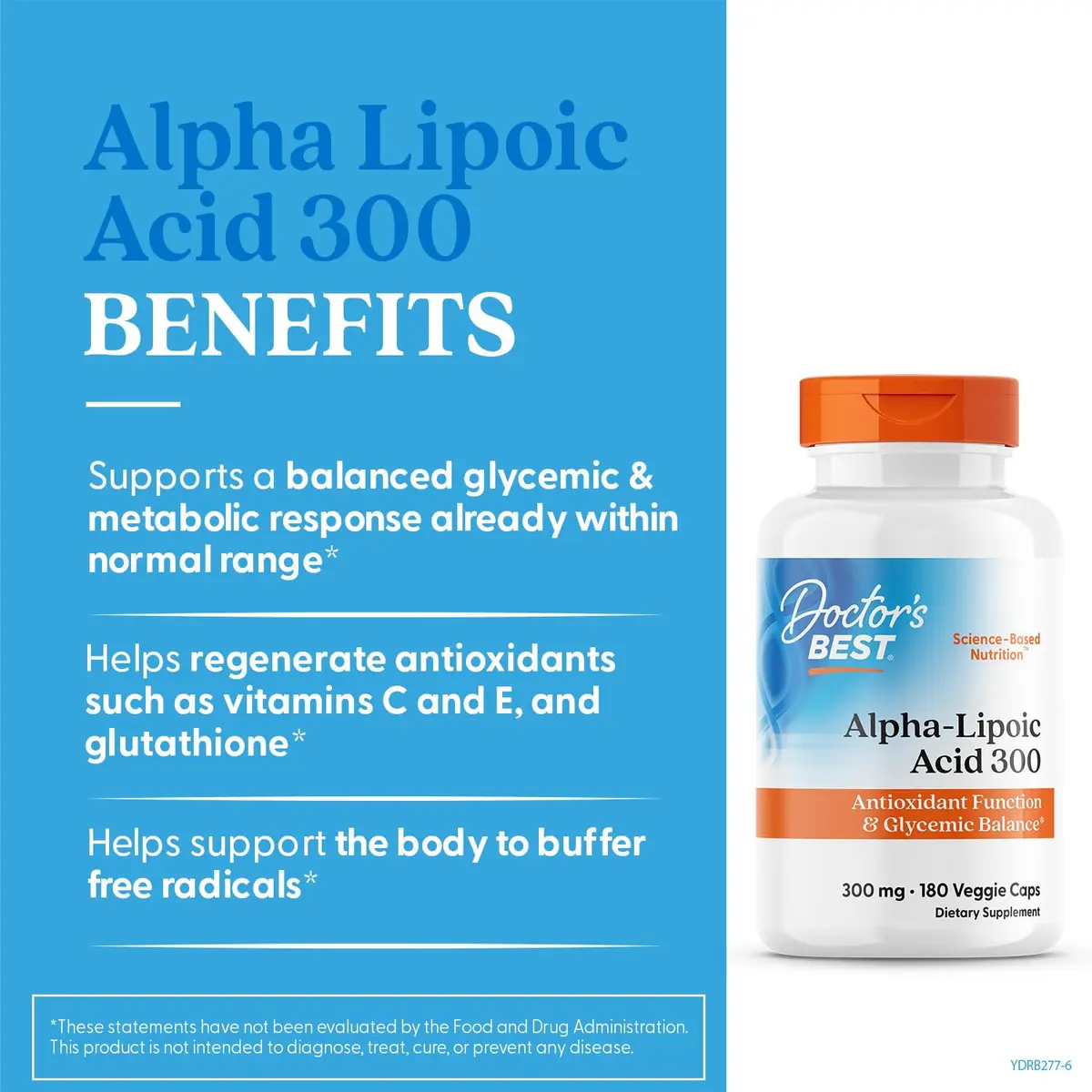 Doctor's BEST Alpha Lipoic Acid Supplement 300mg | 180 Veg Capsules - view 2