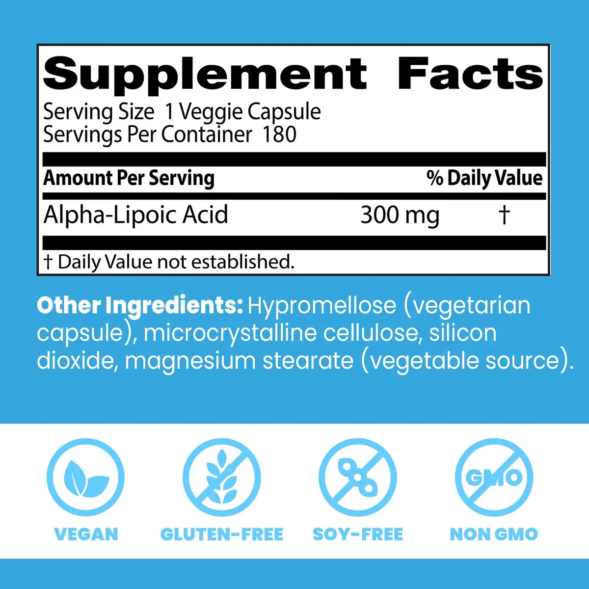 Doctor's BEST Alpha Lipoic Acid Supplement 300mg | 180 Veg Capsules - view 3