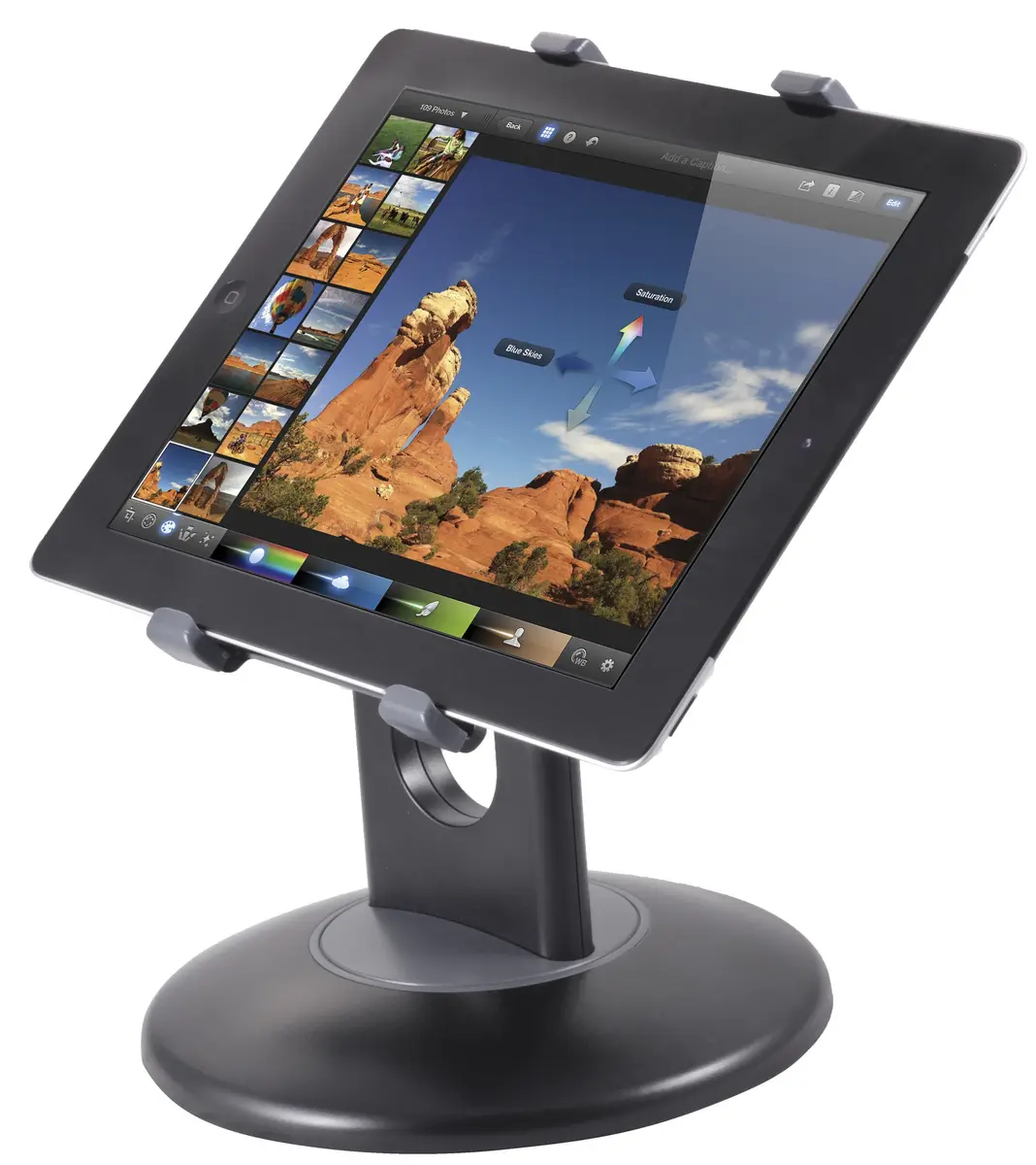 Kantek Adjustable Tablet Desk Stand with Weighted Base for 7"-10" Tablets | Rotating Secure Support - view 3