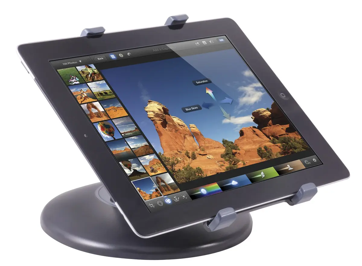 Kantek Adjustable Tablet Desk Stand with Weighted Base for 7"-10" Tablets | Rotating Secure Support - view 4