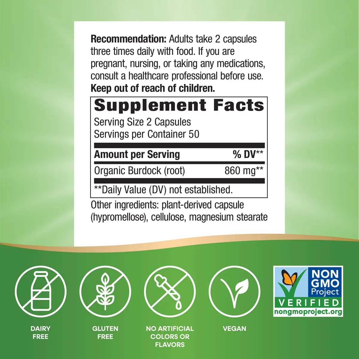 Nature's Way Burdock Root Capsules for Traditional Joint Support*, 100 ct | Vegan & Gluten-Free - view 5