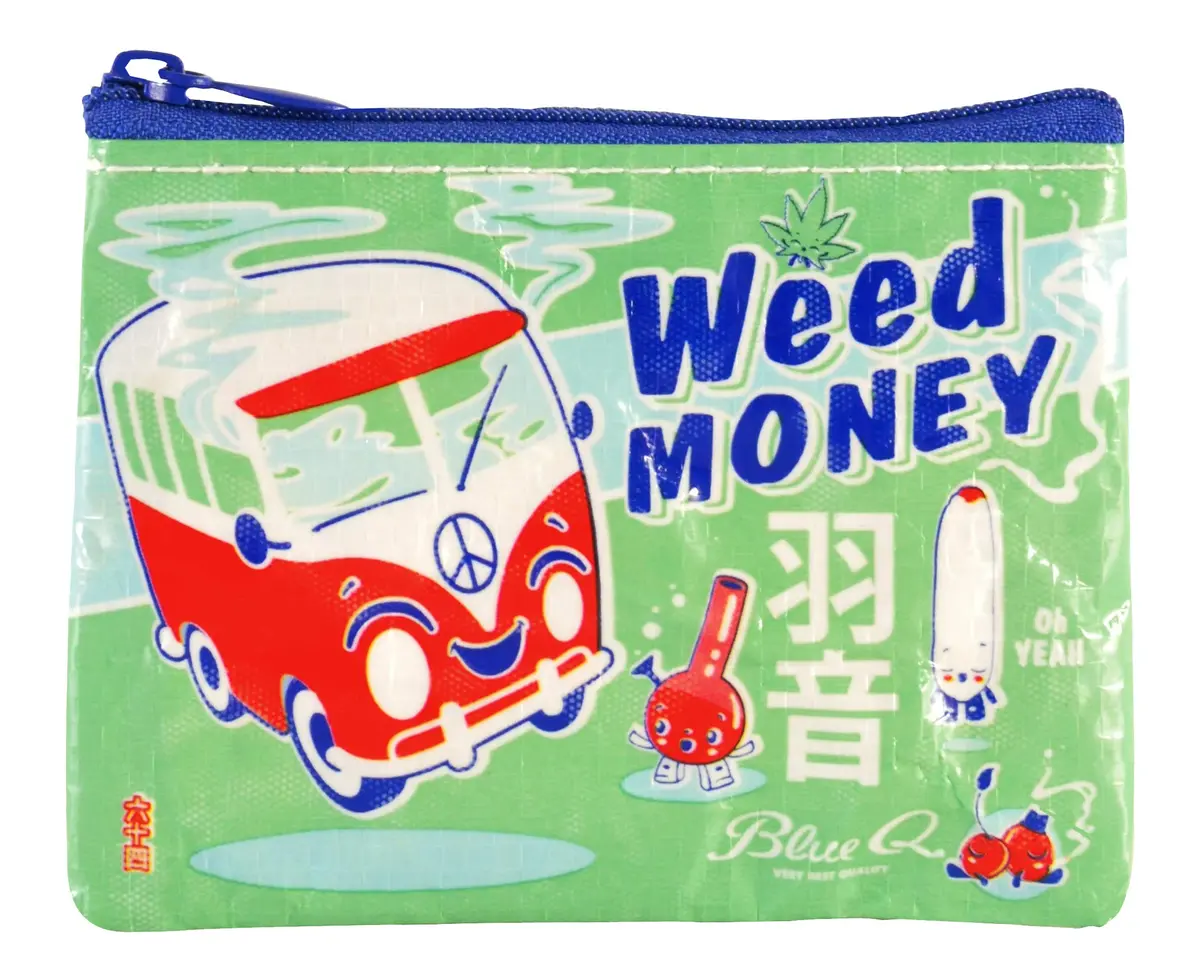 Blue Q Coin Purse Small Zipper Organizer 3" x 4" | Recycled Material, Fun Design - main product image