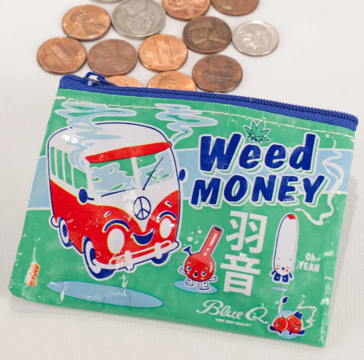 Blue Q Coin Purse Small Zipper Organizer 3" x 4" | Recycled Material, Fun Design - view 2