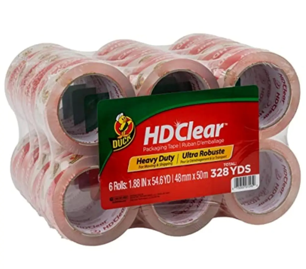 Duck HD Clear Packing Tape Refills - 24 Rolls, 1.88 In. x 54.6 Yds. | Heavy Duty Shipping Tape with Acrylic Adhesive - main product image