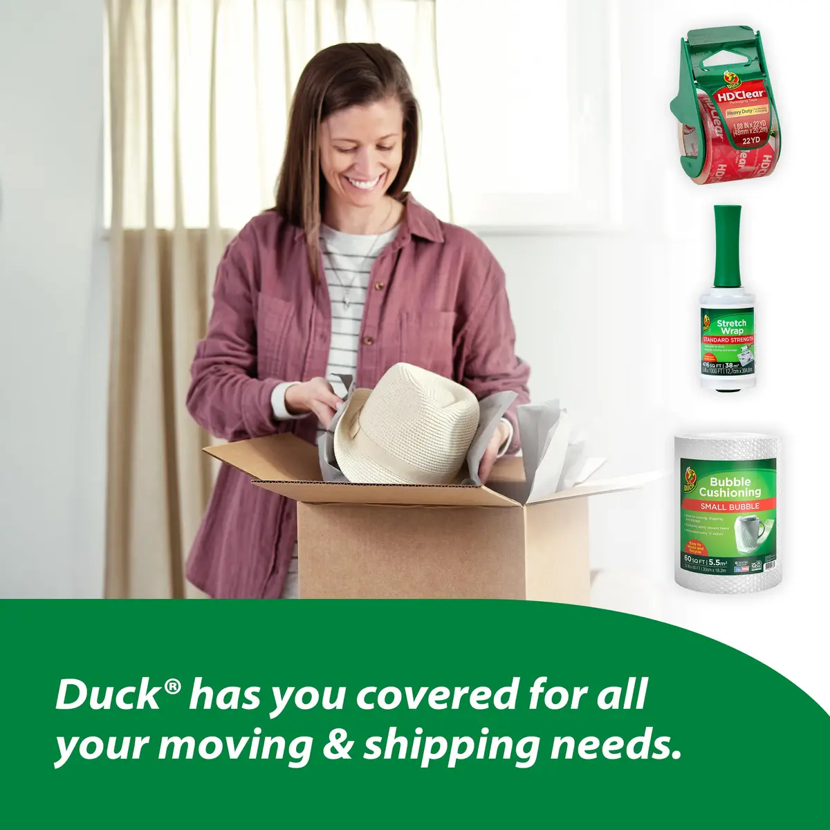 Duck HD Clear Packing Tape Refills - 24 Rolls, 1.88 In. x 54.6 Yds. | Heavy Duty Shipping Tape with Acrylic Adhesive - view 8