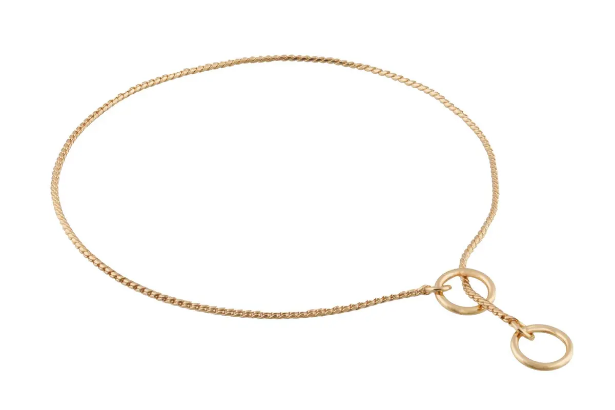 alvalley Metal Chain Dog Show Collar - Brass Snake Chain, 18" | Adjustable for All Dog Sizes - main product image