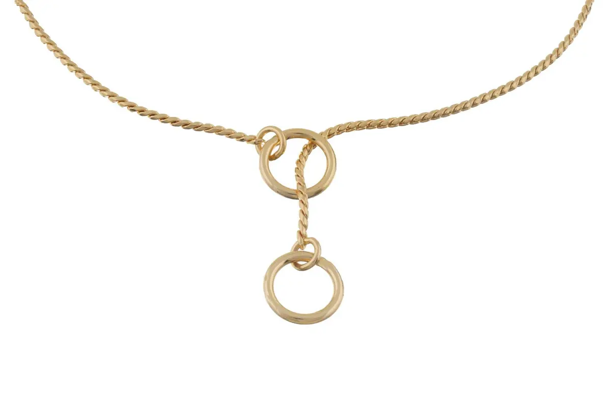 alvalley Metal Chain Dog Show Collar - Brass Snake Chain, 18" | Adjustable for All Dog Sizes - view 2