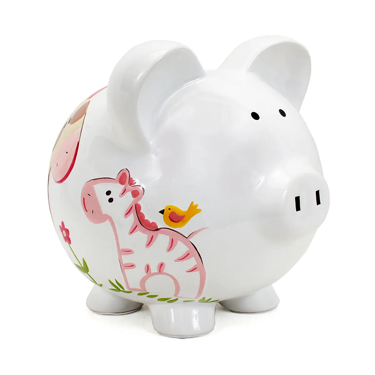 Child to Cherish Ceramic Piggy Bank for Girls, Jungle Jill | Hand Painted, Unique Design, 8" Long, 7" Round - main product image