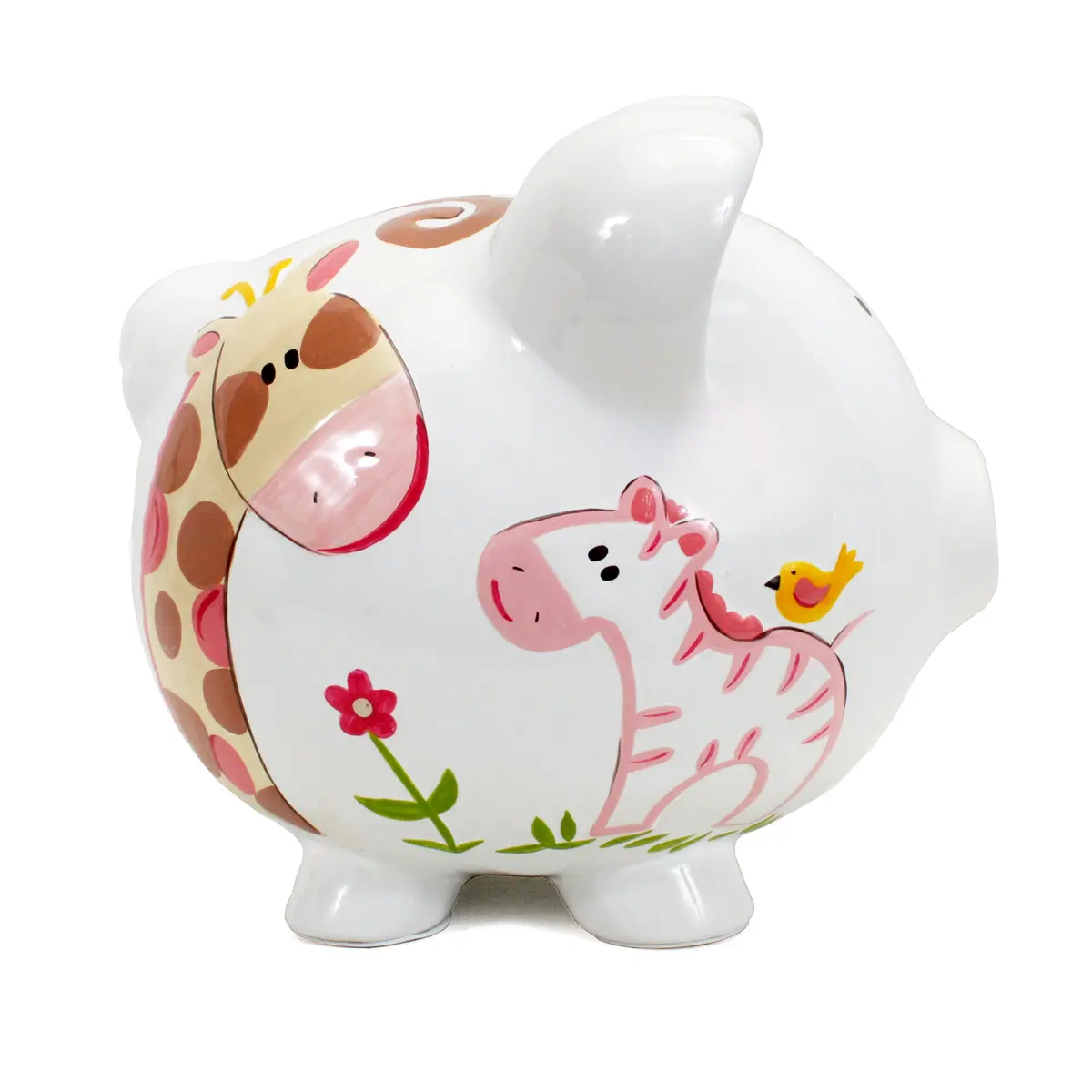 Child to Cherish Ceramic Piggy Bank for Girls, Jungle Jill | Hand Painted, Unique Design, 8" Long, 7" Round - view 2