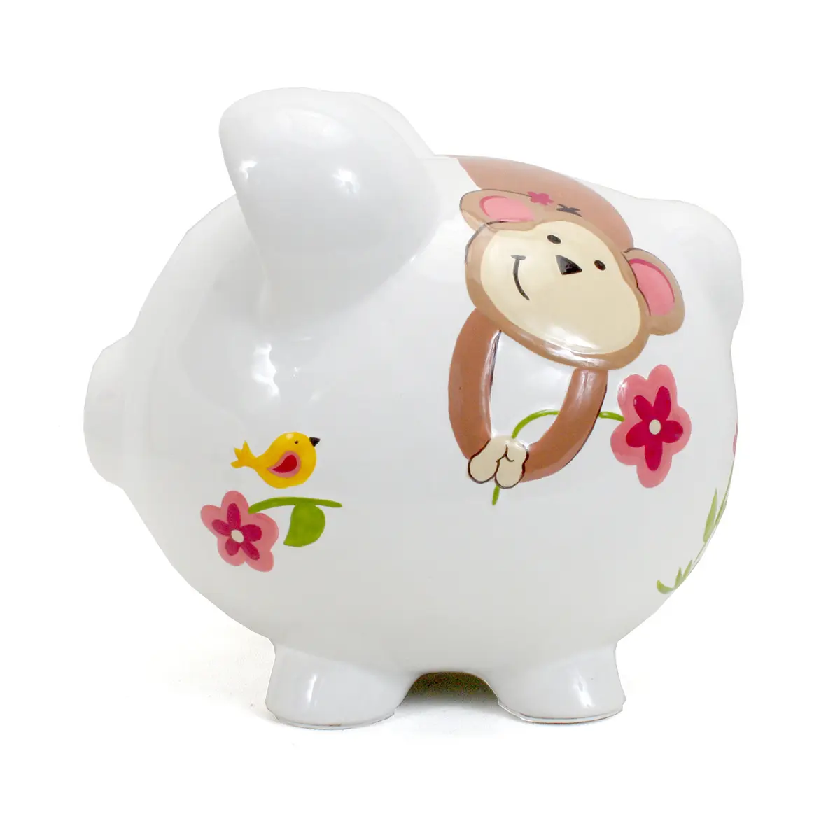 Child to Cherish Ceramic Piggy Bank for Girls, Jungle Jill | Hand Painted, Unique Design, 8" Long, 7" Round - view 4