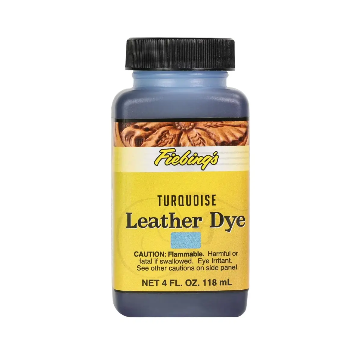 Fiebing's Leather Dye 118ml (4 fl oz) - Vibrant Turquoise Alcohol-Based Penetrating Dye for Leather & Wood - main product image