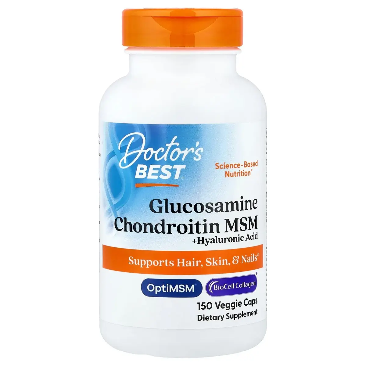 Doctor's Best Glucosamine Chondroitin MSM + Hyaluronic Acid 150 Capsules | Joint Support & Beauty Supplement - main product image