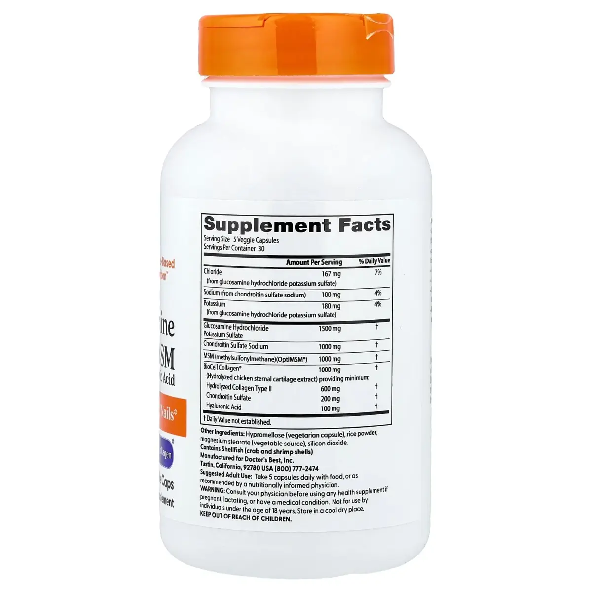 Doctor's Best Glucosamine Chondroitin MSM + Hyaluronic Acid 150 Capsules | Joint Support & Beauty Supplement - view 2